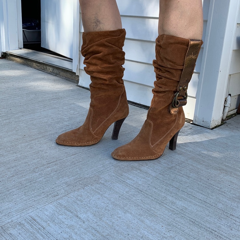 Hot in Hollywood Brown Suede Heeled Boots